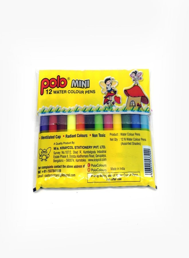 بولو أقلام تلوين مائية صغيرة من بولو - 12 لونًا زاهيًا لكل قلم، عبوة من 10 أقلام | حبر ناعم قابل للغسل | آمنة للأطفال، مثالية للمدرسة والفنون الإبداعية - Image 2